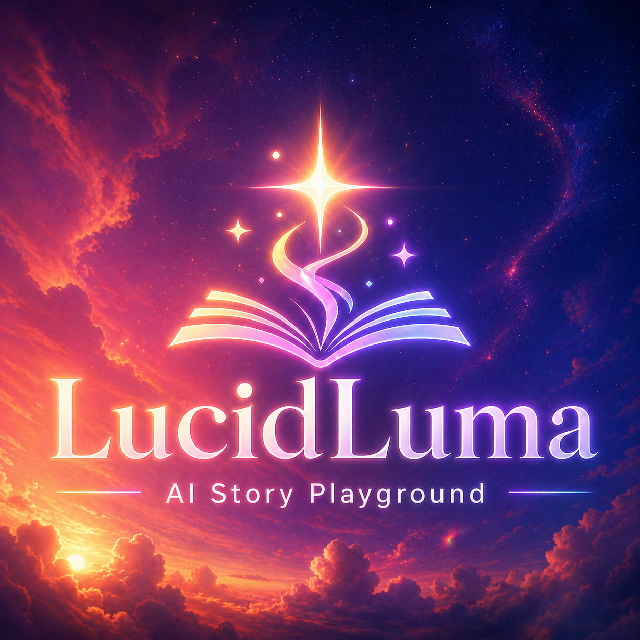 LucidLuma AI — open book of stars